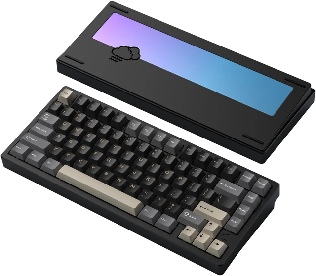 Main image of KIBU WOBKEY Rainy75 75% Tri-Mode Mechanical Keyboard, CNC Aluminum Custom Wireless Keyboard, Hot Swappable, VIA Programmable, Violet Switch,BT/2.4G/Wired for Mac/Win(Lite Black)