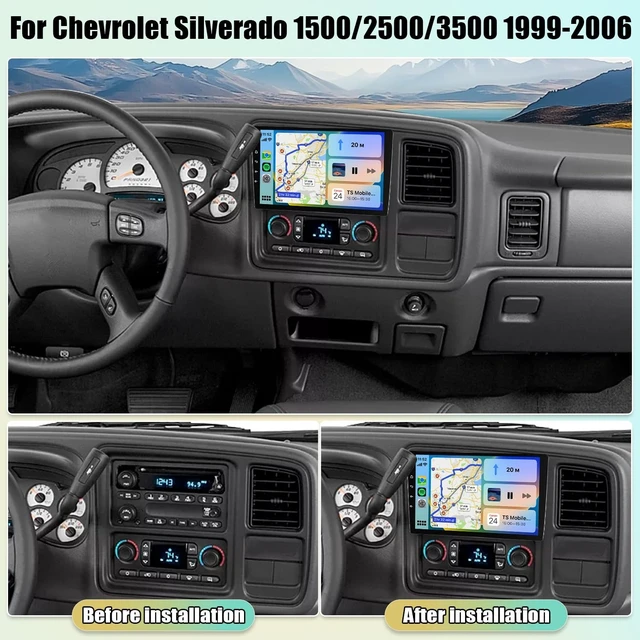 Alt view image 2 of 5 - 4+64G Car Stereo for Chevrolet Silverado 1500/2500/3500 1999-2006 with 10.1 Inch Touchscreen,Wireless Carplay/Android Auto GPS DSP Bluetooth FM Reverse Camera