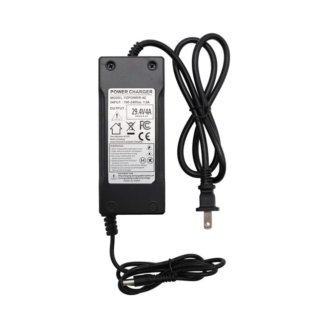 Alt view image 2 of 4 - 29.4V 4A AC/DC Power Adapter Charger 24V 4A for 24V 7S Lithium Li-ion Battery, 5.5x2.1mm DC Plug with 5.5 * 2.5mm Tip