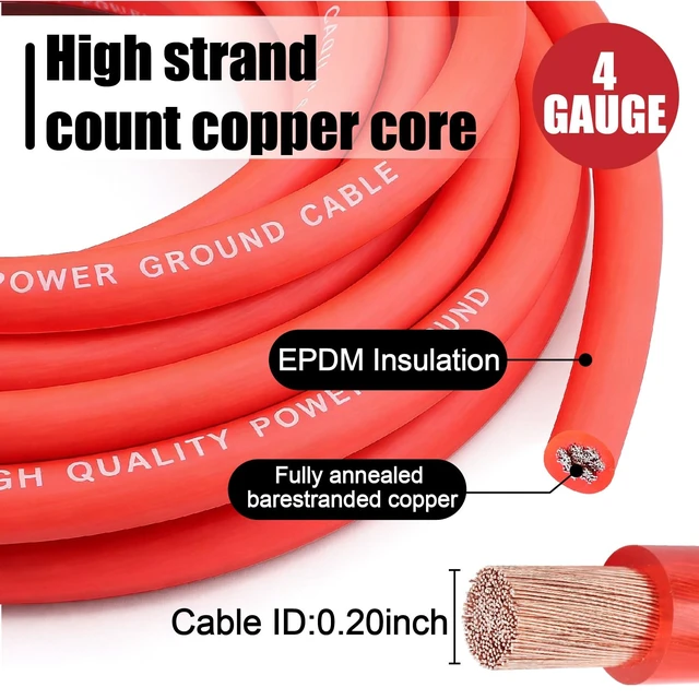 Alt view image 4 of 5 - 4 Gauge Amp Wiring Kit 1200W with LC-1 Bass Knob for Car Audio
