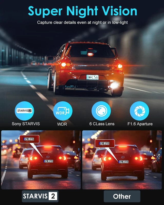 Alt view image 3 of 5 - ORSKEY 4K Dash Cam Front and Rear, STARVIS 2 Sensor, 64GB SD Card Included,4K 2160P/FHD Car Dash Cam,Dash Camera for Cars with 5GHz Wi-Fi GPS, 2.45" IPS, WDR Night Vision, 24H Parking Mode