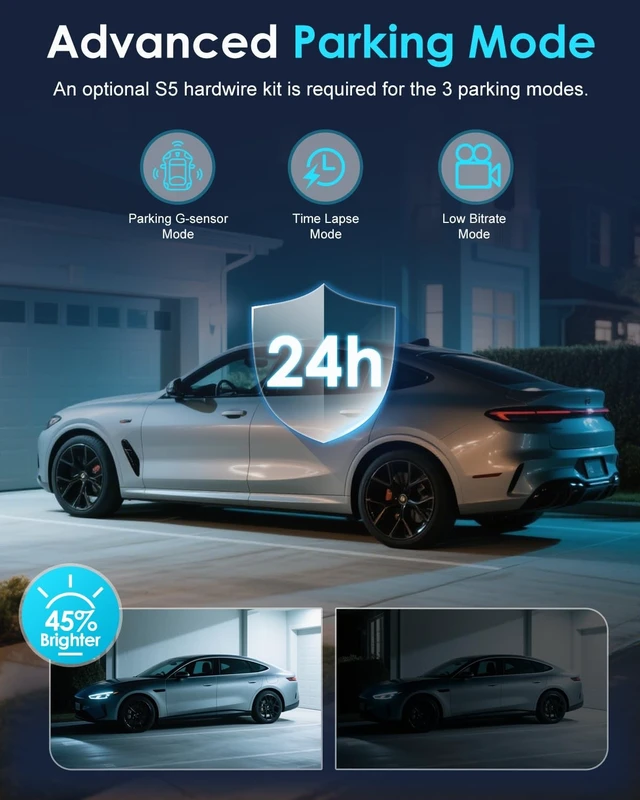 Alt view image 5 of 5 - ORSKEY 4K Dash Cam Front and Rear, STARVIS 2 Sensor, 64GB SD Card Included,4K 2160P/FHD Car Dash Cam,Dash Camera for Cars with 5GHz Wi-Fi GPS, 2.45" IPS, WDR Night Vision, 24H Parking Mode
