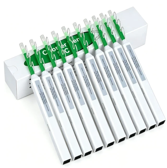 Main image of Fiber Optic Pen Cleaner for SC/ST/FC, 2.5mm UPC/APC Ferrule Cleaner,One-Push Fiber Optic Cleaning Tool with Extendable Probe (2.38 to 3.63), 800+ Cleans per Unit, Anti-Static - 10 Pack