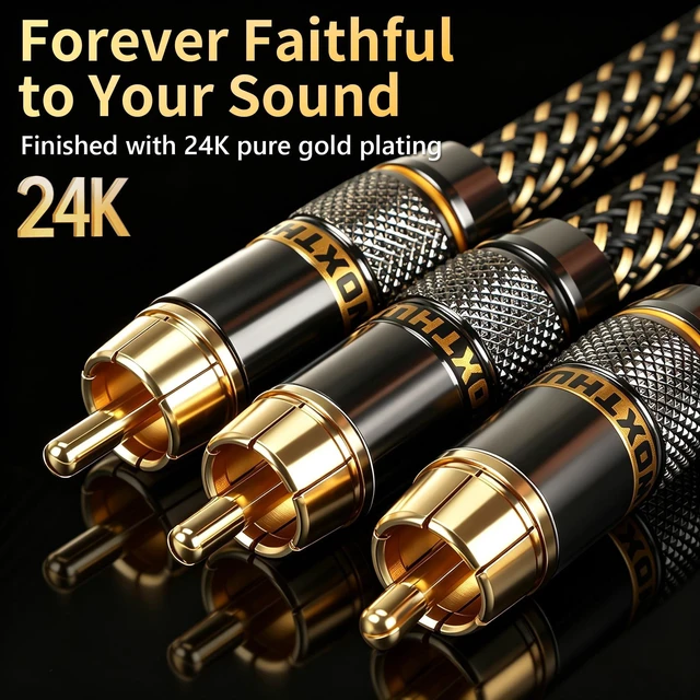 Alt view image 3 of 5 - RUHTXOW RCA Splitter 2 Male to 1 Male Cable 5N OFC Nylon Braided RCA Cable