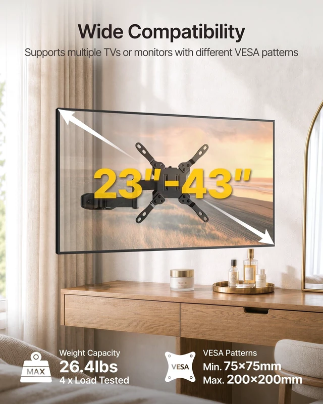 Alt view image 2 of 5 - monTEK Universal Long Arm Pole Mount Bracket for 23-43 Inch Screens