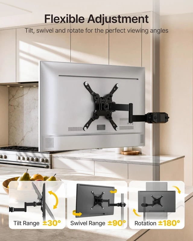 Alt view image 3 of 5 - monTEK Universal Long Arm Pole Mount Bracket for 23-43 Inch Screens