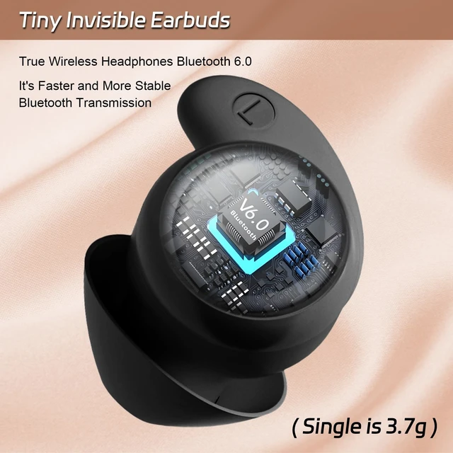 Alt view image 5 of 5 - LOBKIN Sleep Earbuds,Wireless Bluetooth 6.0 Noise Blocking Sleeping Headphones,Sleep Earphones for Side Sleepers in Ear Soft Mini Invisible Buds Comfort Fit for Sleeping Working (Black)