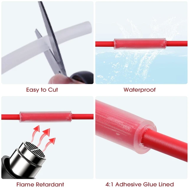 Alt view image 5 of 5 - BuyUneed Heat Shrink Tubing 4:1 Dual Wall Adhesive Liner Wires Cable Wraps Connection Protection (Clear, 1/2"-18ft)