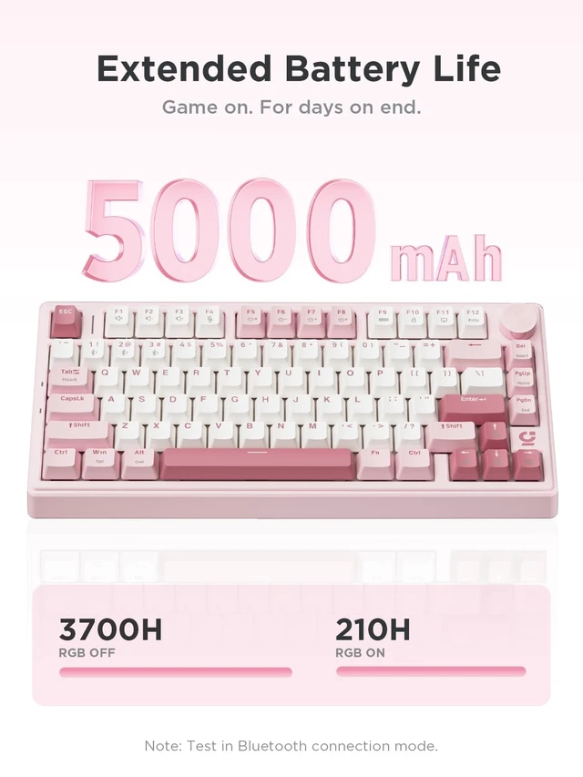Alt view image 3 of 5 - wegear 75% Compact Mechanical Keyboard with Knob for PC/Mac/Laptop-Pink
