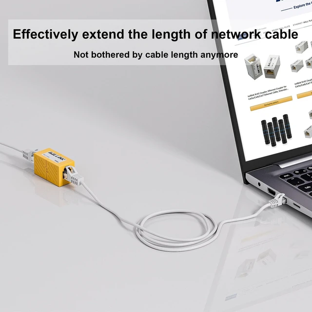 Alt view image 3 of 5 - iwillink RJ45 Coupler Ethernet Connector, Female to Female, 50 Pack, Yellow