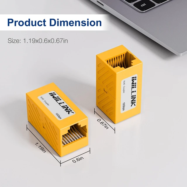 Alt view image 4 of 5 - iwillink RJ45 Coupler Ethernet Connector, Female to Female, 50 Pack, Yellow