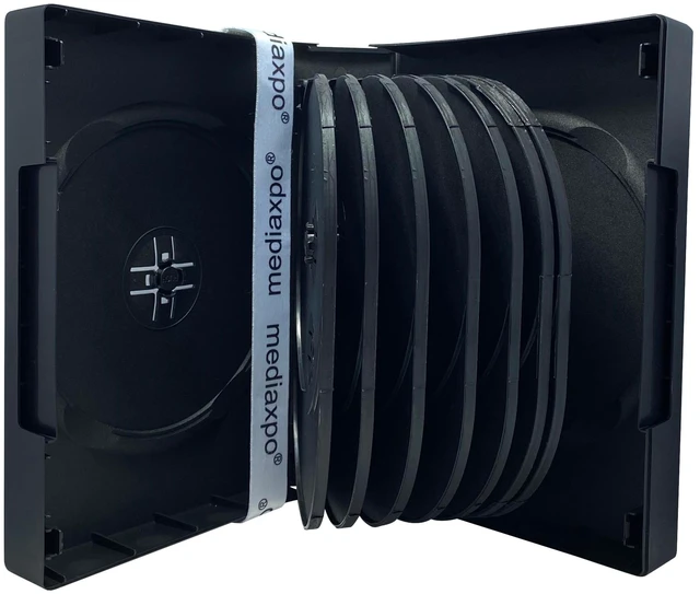 Main image of mediaxpo Space-Saving Multi 16 Disc DVD Cases Holders with Flap - Neatly Store Your Movie Collection (Pack of 10)