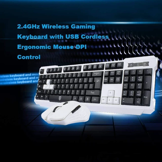 Alt view image 3 of 5 - UniFire V60 Waterproof 2.4G Wireless Gaming Keyboard with Mouse DPI Control For DESKTOP PC Laptop Wireless Keyboard Mouse Combos (white)