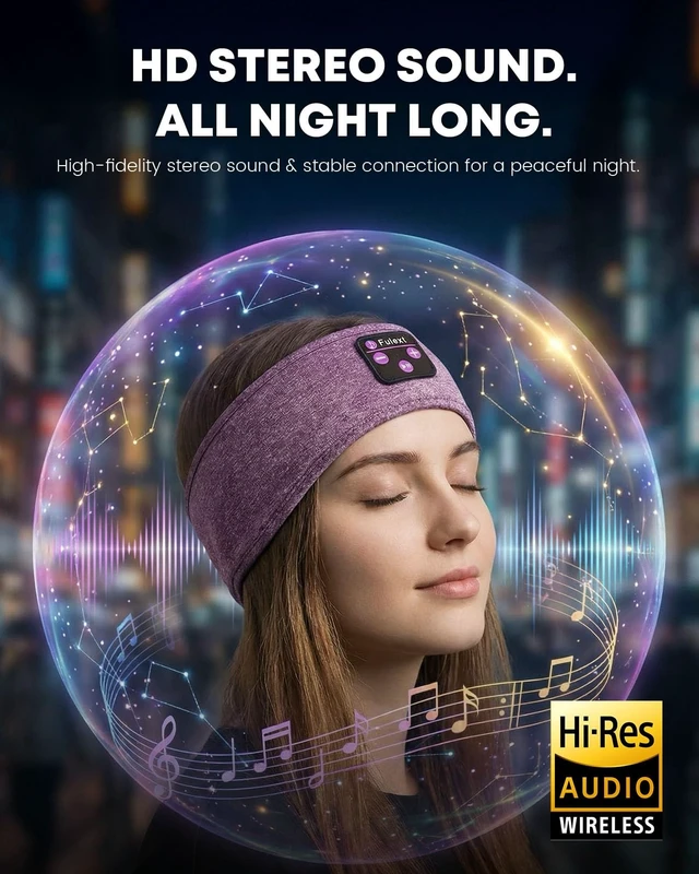 Alt view image 3 of 5 - Fulext Sleep Headphones Bluetooth 5.4 Headband, Sleeping Headphones with Built-in HD Stereo Speaker for Side Sleepers, Wireless Music Headband Headphones for Sports, Meditation, Yoga, Travel