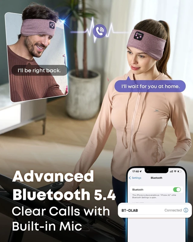 Alt view image 5 of 5 - Fulext Sleep Headphones Bluetooth 5.4 Headband, Sleeping Headphones with Built-in HD Stereo Speaker for Side Sleepers, Wireless Music Headband Headphones for Sports, Meditation, Yoga, Travel