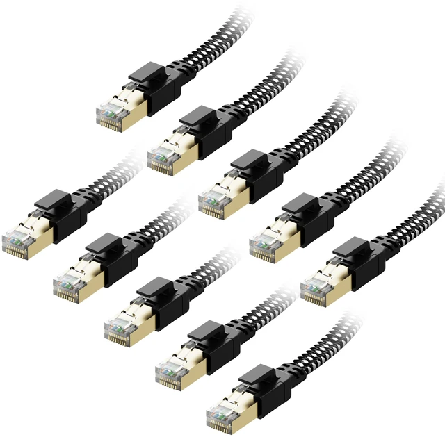 Main image of Orbram Cat 8 Ethernet Cable 3ft 10-Pack Braided, 40Gbps 2000MHz High Speed