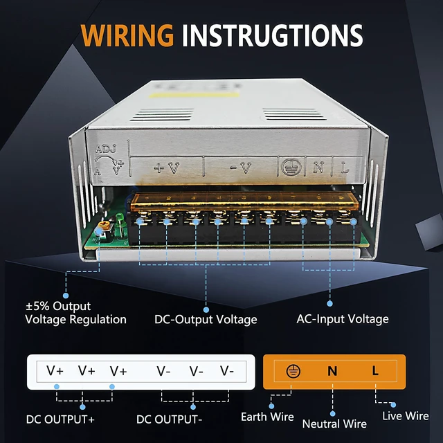 Alt view image 4 of 5 - 110V AC to DC 24V Converter 220V to 24V 15A 360W Power Supply