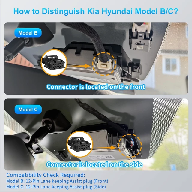Alt view image 2 of 5 - DashCam Power Adapter for Hyundai, Kia & Genesis with 12-Pin Lane Keeping Assist Port (Model C) Hidden Cable Kit for GPS Radar Mirror Camera, Plug & Play,Connector Located on the Side of the Module