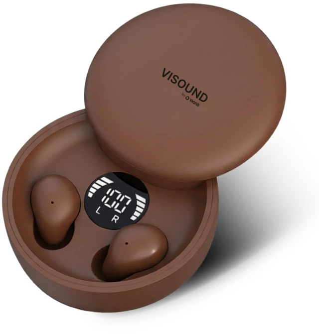Main image of VISOUND Air Skin Tones Invisible Earbuds for Small Ears - Wireless Bluetooth 5.4, Skin-Matching Mini Stemless Ear Buds, IPX5 Waterproof, Crystal Clear Calls (Warm Cocoa)