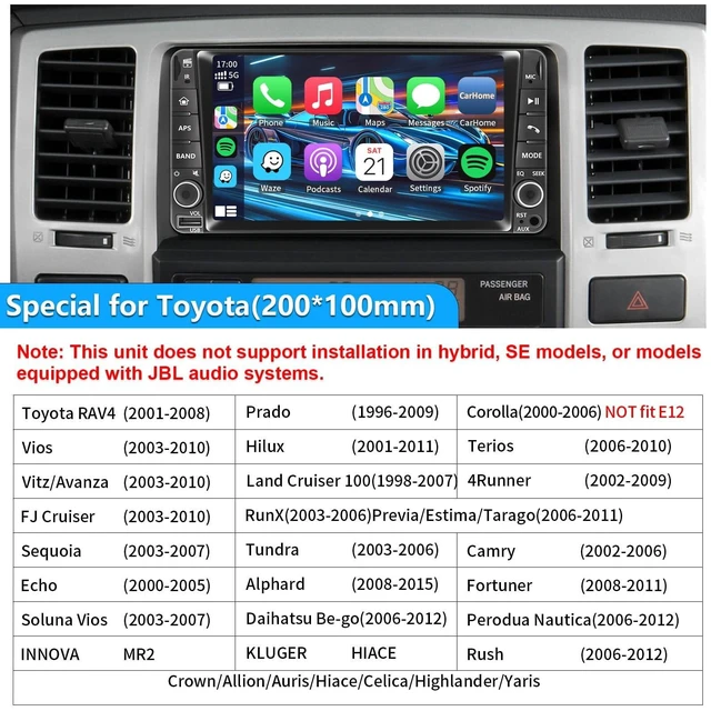 Alt view image 2 of 5 - Car Radio for Toyota 4Runner 2003-2009, Tundra 2003-2006, Sequoia 2003-2007Highlander 2001-2007RAV4 2001-2008,FJ Cruiser 2003-2010 7" IPS Touchscreen Carplay Android Auto, AM/FM BT Backup Camera