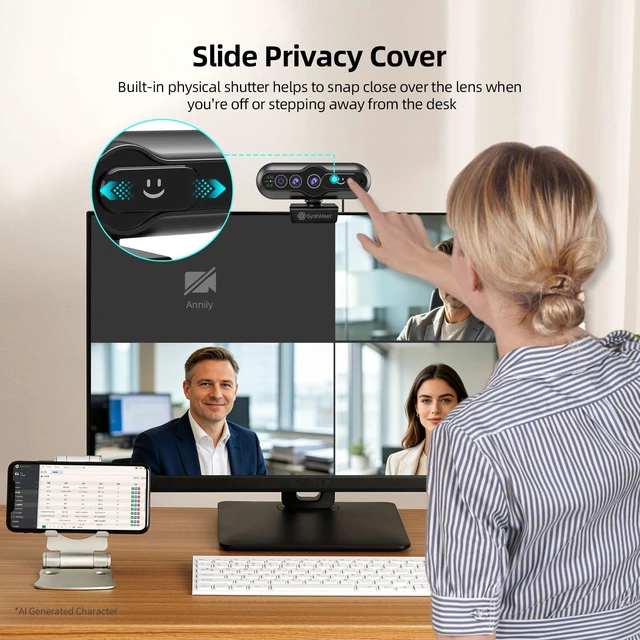Alt view image 5 of 5 - 4K Webcam with Windows Hello, Facial Recognition, Log-on with Windows hello