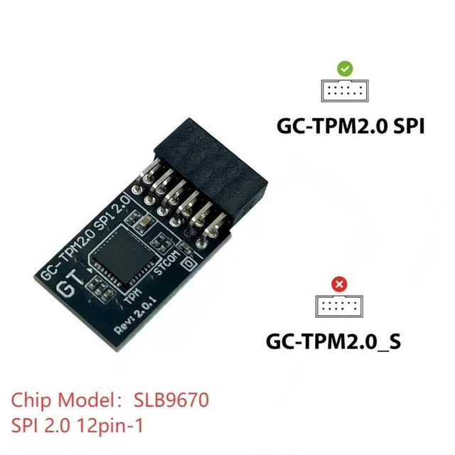 Alt view image 3 of 5 - JINTAI SPI 12Pin TPM2.0 Module for Gigabyte Z690/B860/B760/B650/B560/H510