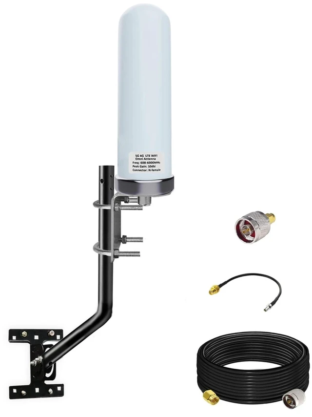 Main image of Outdoor 4G LTE 5G External Cellular Antenna TS9 SMA for T-Mobile Home Internet, with 10meter RG58 Cable SMA Port/ TS9 Adapter/Mount Pole, for Modem, 4G/5G Routers, Gateways, Hotspots