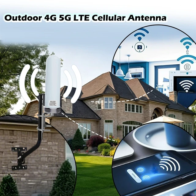Alt view image 4 of 5 - Outdoor 4G LTE 5G External Cellular Antenna TS9 SMA for T-Mobile Home Internet, with 10meter RG58 Cable SMA Port/ TS9 Adapter/Mount Pole, for Modem, 4G/5G Routers, Gateways, Hotspots