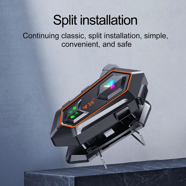 Alt view image 3 of 5 - BTQILEYOO Y20-2X Motorcycle Helmet Bluetooth Headset, Flash Color RGB Lighting Effect, Bluetooth 5.3 Headphone, Smart Noise Reduction, HiFi Level Sound Quality, IPX6, Compatible with All Helmets