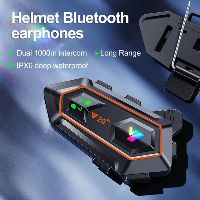 Alt view image 2 of 5 - BTQILEYOO Y20-2X Motorcycle Helmet Bluetooth Headset, Flash Color RGB Lighting Effect, Bluetooth 5.3 Headphone, Smart Noise Reduction, HiFi Level Sound Quality, IPX6, Compatible with All Helmets