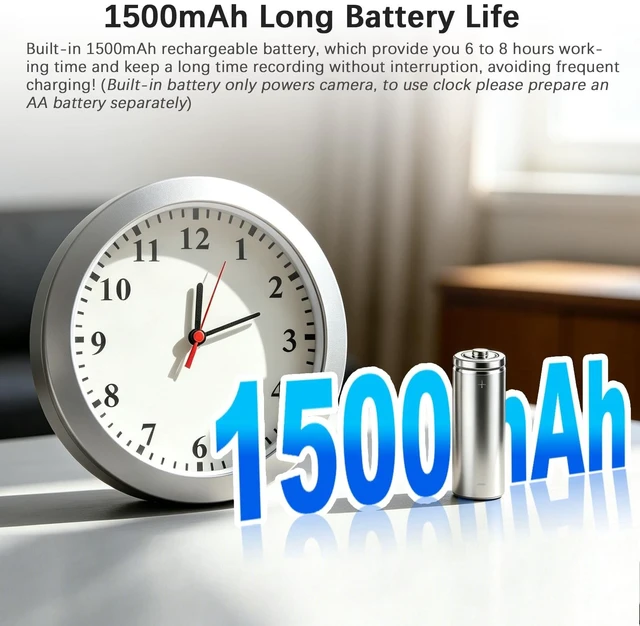 Alt view image 3 of 5 - 1080P Hidden Spy Camera in Clock, Nanny Cam Without WiFi for Home Office
