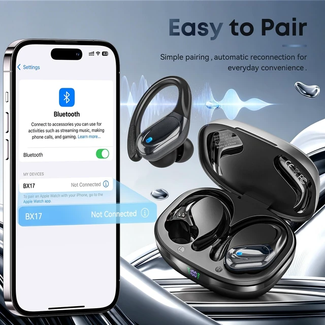 Alt view image 4 of 5 - HAOYUYAN Wireless Earbuds, Sports Bluetooth Ear Buds Headphones Black