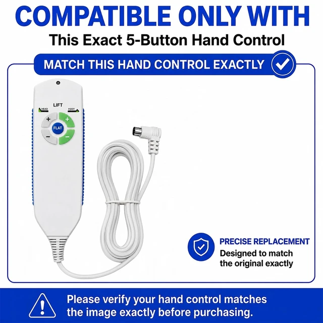 Alt view image 2 of 5 - Replacement for Tempur-Pedic Tempurpedic Tempur Ergo Series Adjustable Bed Base Wired Remote Control RC-HW-105, B3111-220