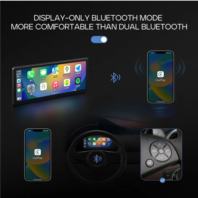 Alt view image 5 of 5 - CarpodGo T3 Pro Portable 60fps Wireless Carplay Android Auto,8.9 Inch 1920 * 720 IPS Touch Screen Car Stereo,Display-Only BT Mode Supports Steering Wheel Controls