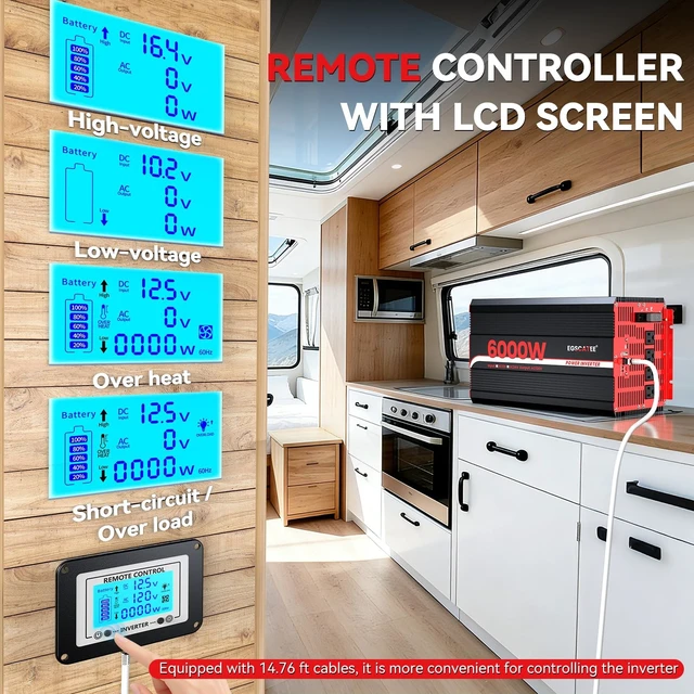 Alt view image 3 of 5 - 6000W Power Inverter 12V DC to 120V AC,12000W Peak Power for Off-Grid Solar