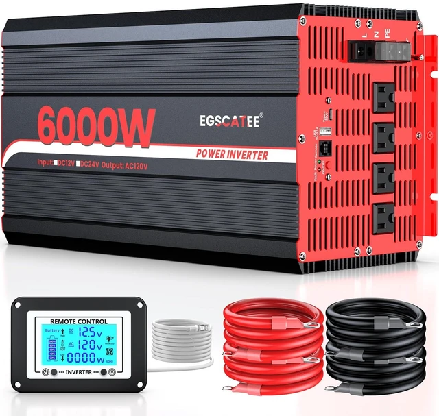 Main image of 6000W Power Inverter 12V DC to 120V AC,12000W Peak Power for Off-Grid Solar