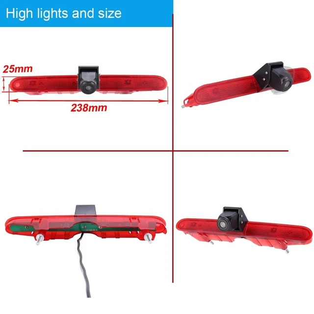 Alt view image 5 of 5 - Brake Lamp Car Backup Camera Replacement for Toyota Proace City Verso Kasten MPV Fiat Citroen Berlingo Opel Combo Limousine X19 Tour Peugeot Partner Tepee Limousine Life K9 Rifter+7" Reverse Mirror