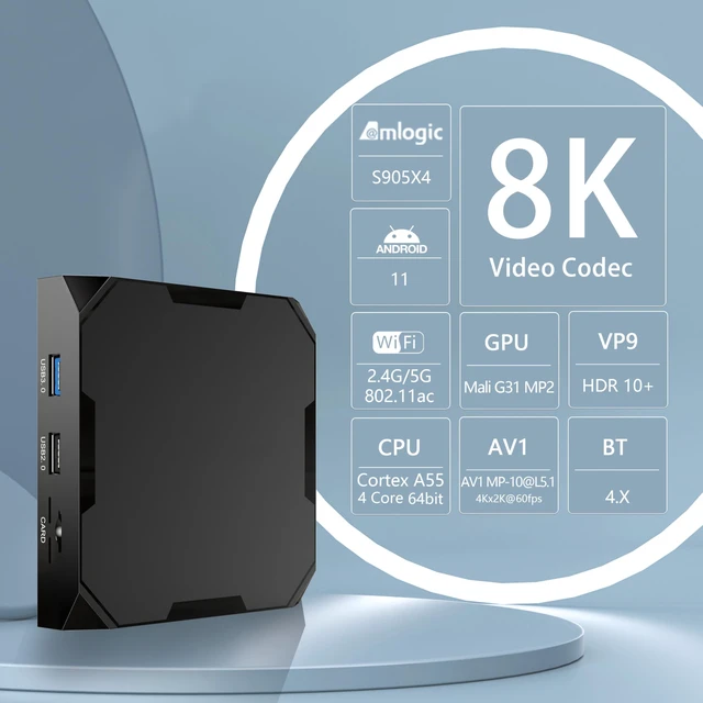 Alt view image 2 of 5 - Xilibod Android 11 Smart TV Box 4GB 32GB Amlogic S905X4 64bit Quad Core Cortex A55 CPU G31 MP2 GPU 2.4G/5G Dual-Band WiFi Support BT