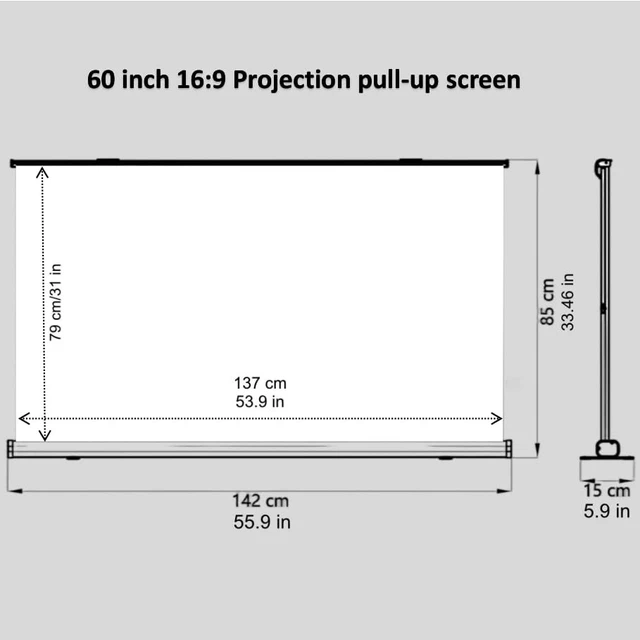 Alt view image 2 of 5 - 60 inch Projector Screen, YILINKERS Retractable Pull Up Screen, Floor Projector Screen, 16:9 4K Portable Screen for Projector, Movie Screen for Indoor Gaming, Office, Classroom and Home Theater