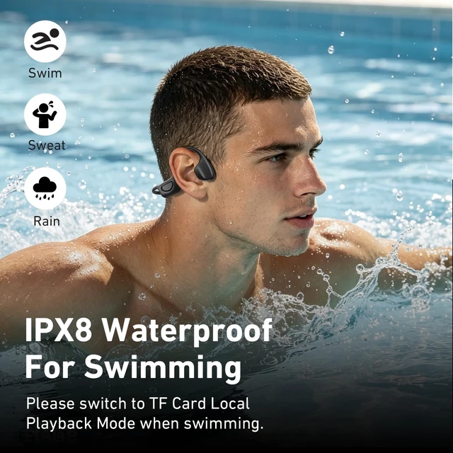 Alt view image 2 of 5 - NE86 Bone Conduction Swimming Headphones, IPX8 Waterproof Open-Ear Earbuds, 32GB MP3 Player, Heart Rate/SpO Tracker, Bluetooth 6.0 Underwater Sports Earphones for Swimming Running Gym Cycling