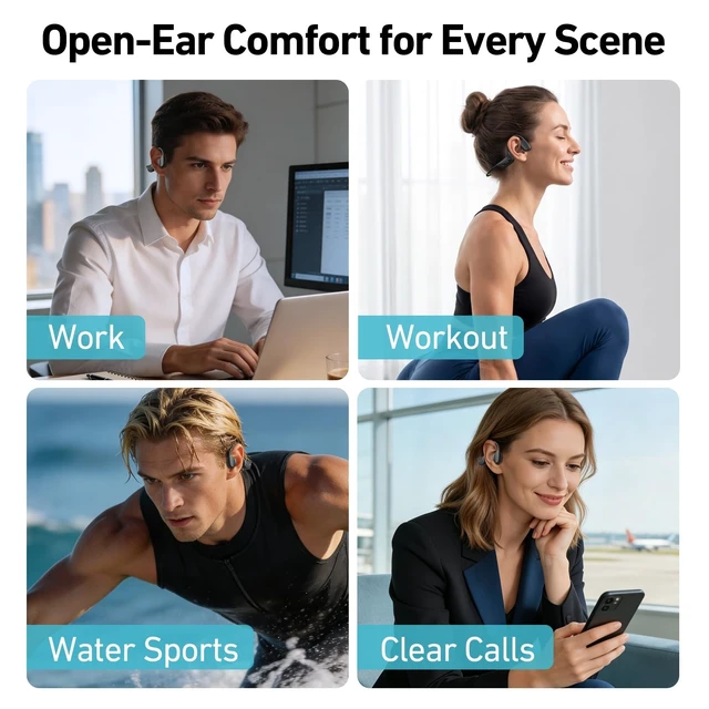 Alt view image 5 of 5 - NE86 Bone Conduction Swimming Headphones, IPX8 Waterproof Open-Ear Earbuds, 32GB MP3 Player, Heart Rate/SpO Tracker, Bluetooth 6.0 Underwater Sports Earphones for Swimming Running Gym Cycling