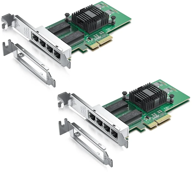 Main image of H!Fiber 2 Pack Gigabit 4 Port NIC with Intel I350 Chip, 1Gb Network Card Compare to Intel I350-T4 NIC, Quad RJ45 Ports, PCI Express X4, Ethernet Card with Low Profile for Windows/Windows Serve