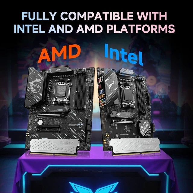 Alt view image 5 of 5 - KingBank Computer Desktop Memory Ram DDR4 32GB(2x16GB) 3600MHZ CL18 1.35V XMP2.0 Overclocking with Heatsink for PC Gaming/Office/PS,Silver