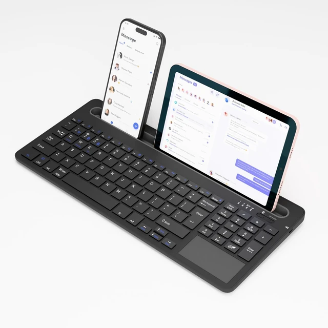 Main image of JPHTEK Multi-Device Wireless Keyboard with Silicone Stand & Touchpad Black
