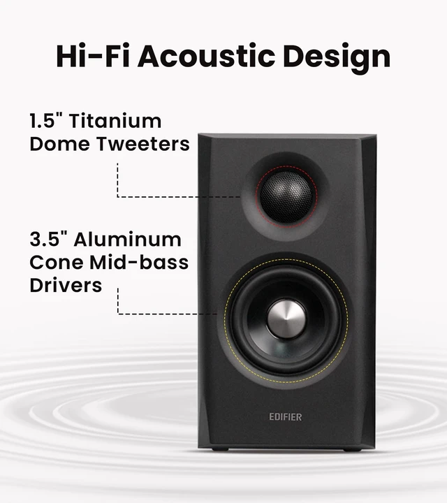 Alt view image 4 of 5 - Edifier S355DB 2.1 Powered Bookshelf Speakers, 150W Hi-Res Audio, Black
