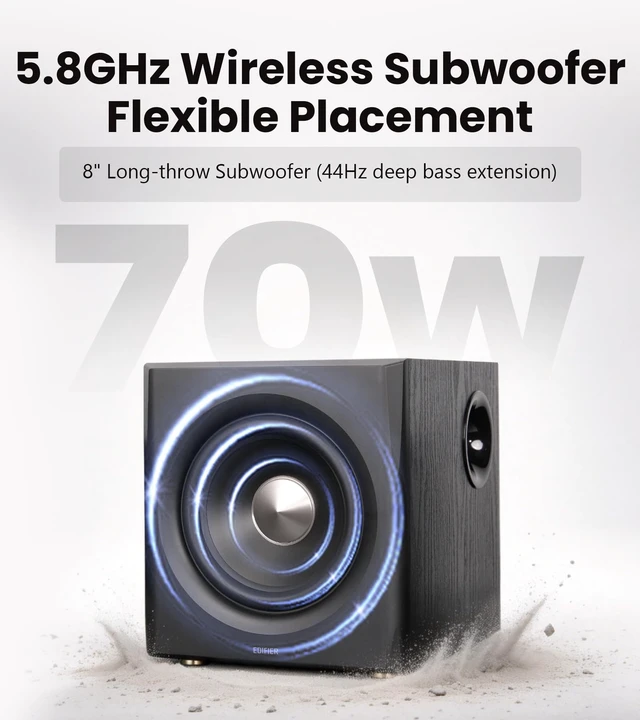 Alt view image 5 of 5 - Edifier S355DB 2.1 Powered Bookshelf Speakers, 150W Hi-Res Audio, Black