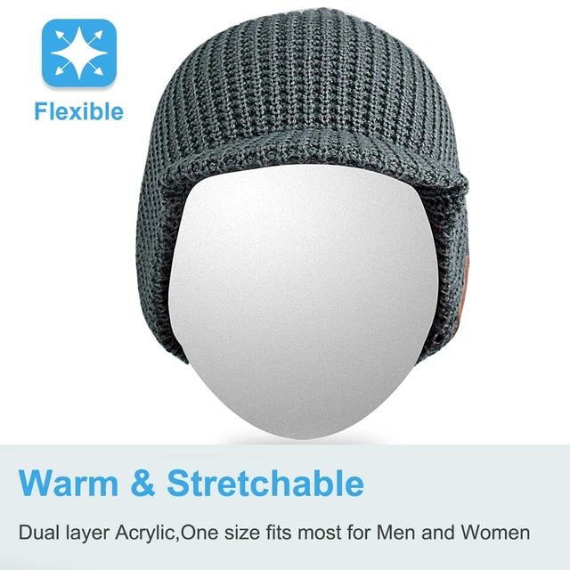 Alt view image 2 of 5 - Bluetooth Beanie Hat,Rotibox Winter Stylish Cap with Wireless Bluetooth Headphone Headset Earphone Music Audio Hands-free Phone Call for Outdoor Sports Fitness Exercise Workout Skiing Snowboard