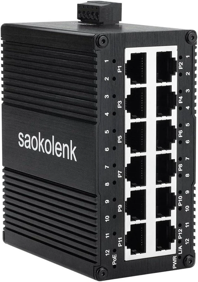 Main image of Industrial 12 Ports 30W Gigabit Ethernet Switch 10/100/1000Mbps RJ45 IEEE802.3af/at DIN Rail Unmanaged Network Switch for Network Communications (30W PoE)