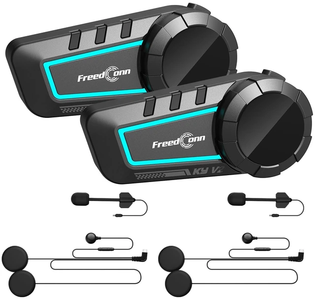 Main image of FreedConn KY V2 Motorcycle Bluetooth 6.0 Headset, 2-Way Intercom, 2 Pack