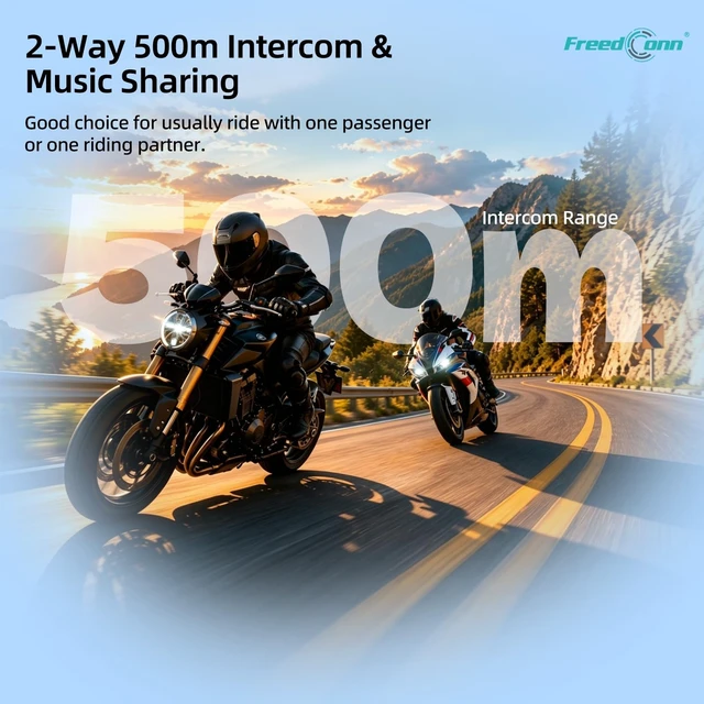 Alt view image 3 of 5 - FreedConn KY V2 Motorcycle Bluetooth 6.0 Headset, 2-Way Intercom, 2 Pack